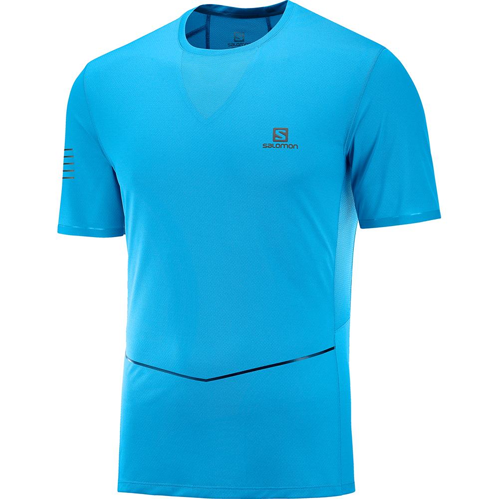 SALOMON SENSE ULTRA M Philippines - Men's Tee Shirt - Blue | 631548-WOK
